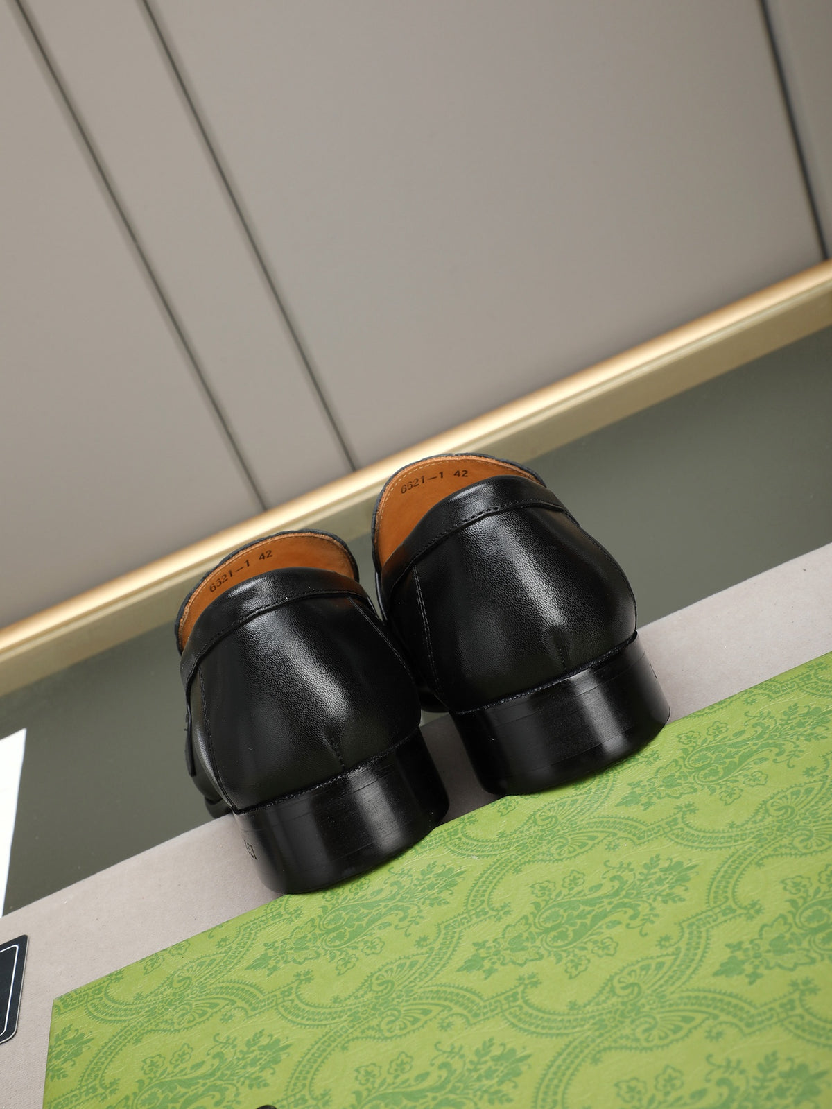 Gucci Double G Black Embossed Leather Loafer