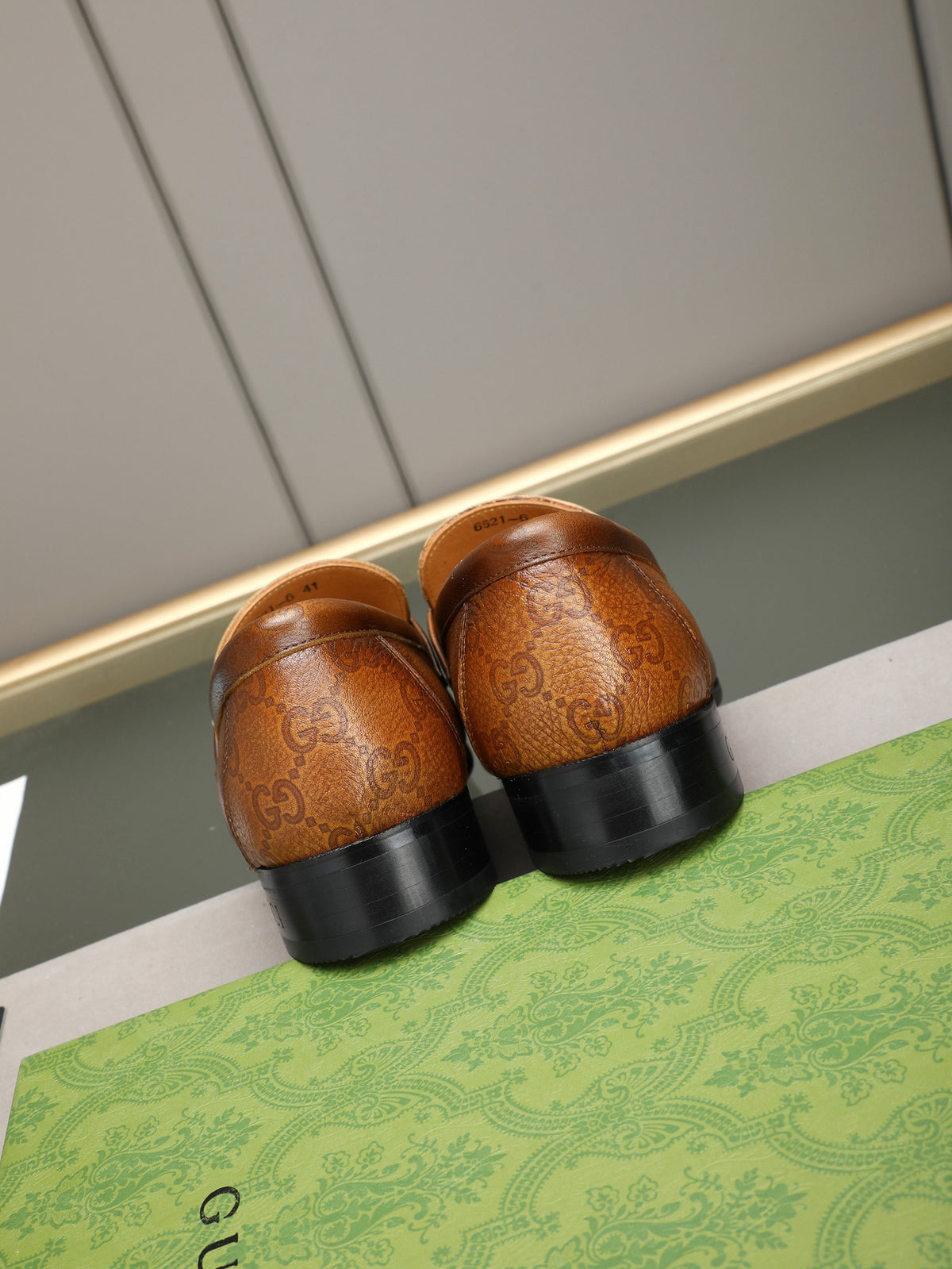 Gucci Double G Brown GG Monogram Leather Loafer