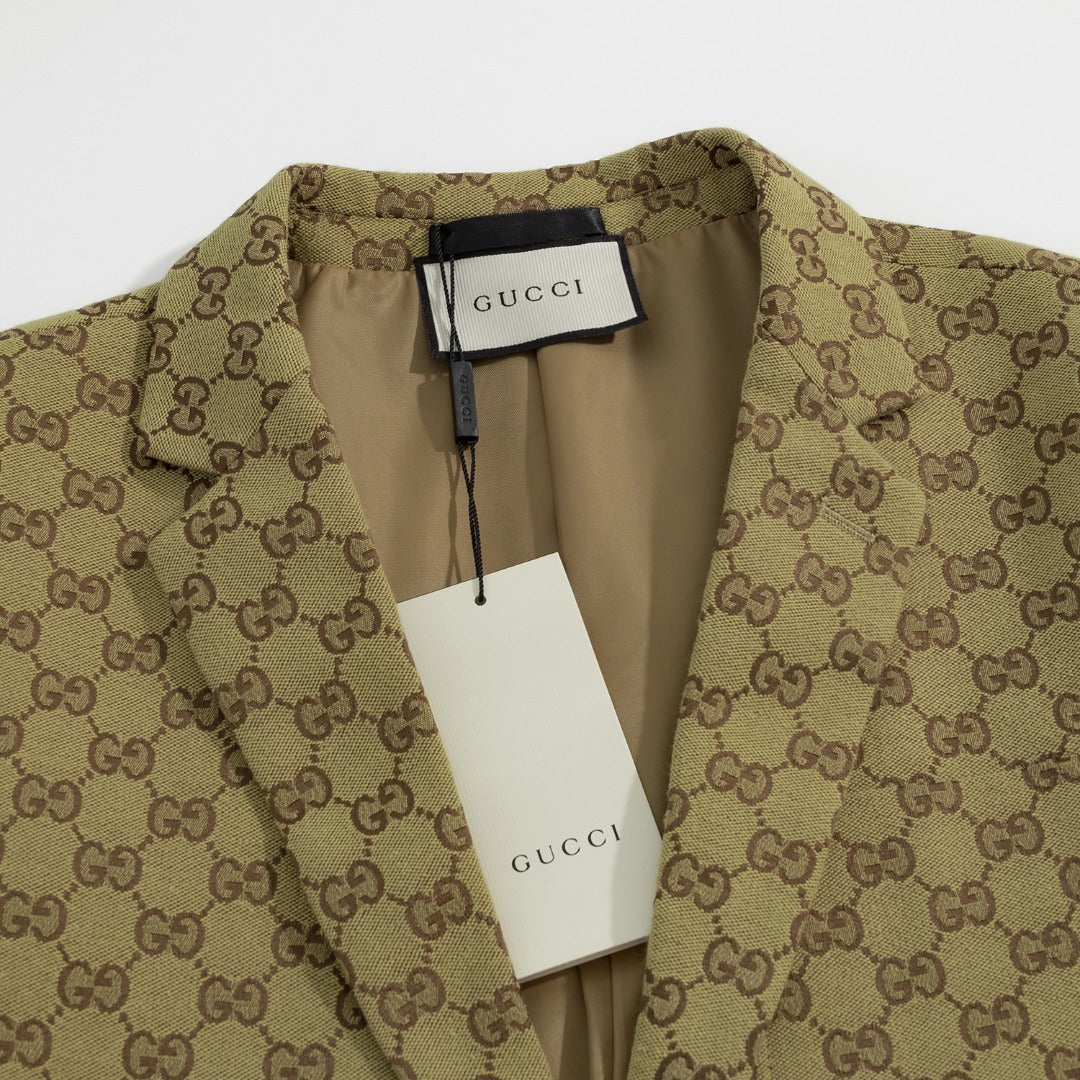 Gucci Olive Double-G Jacquard Suit