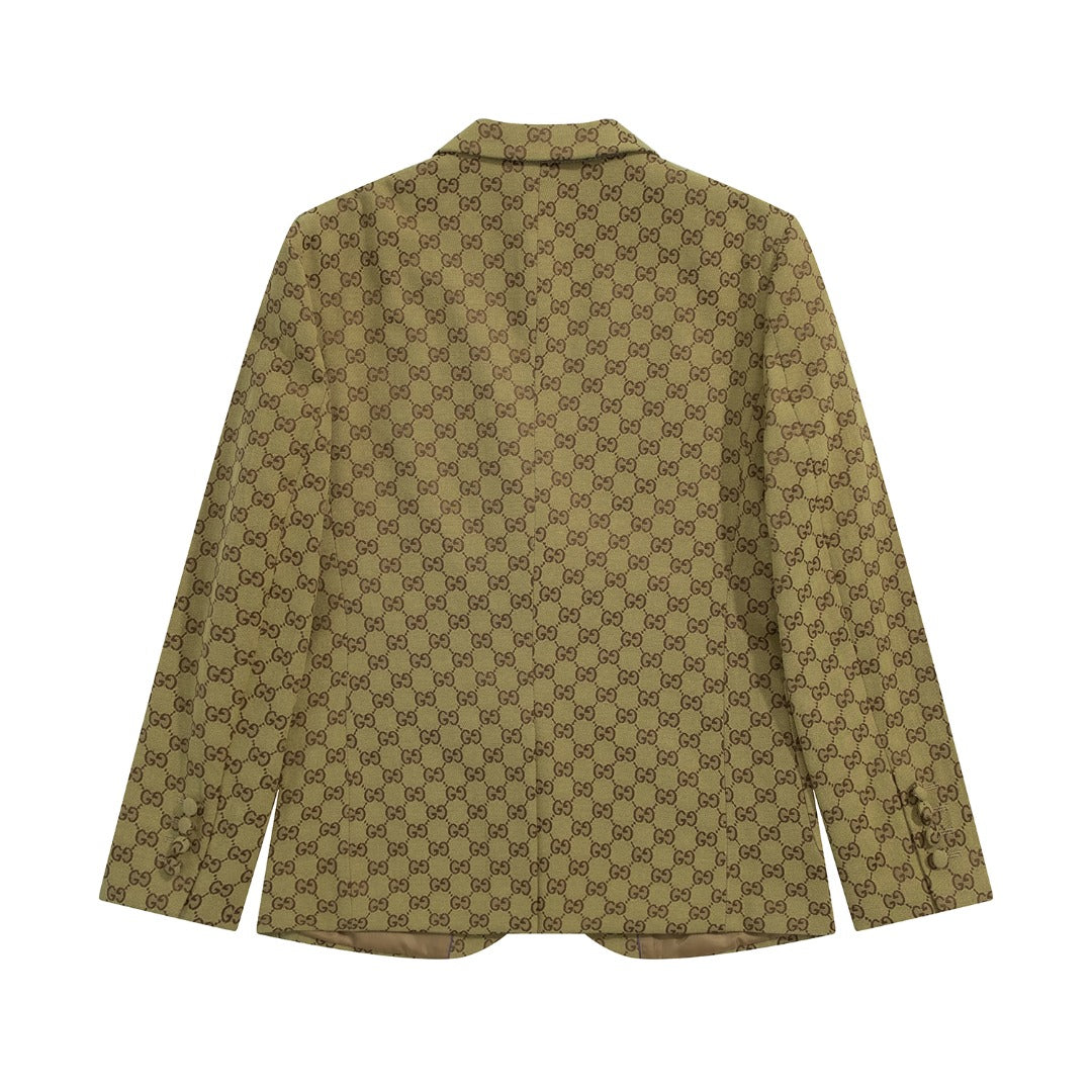 Gucci Olive Double-G Jacquard Suit