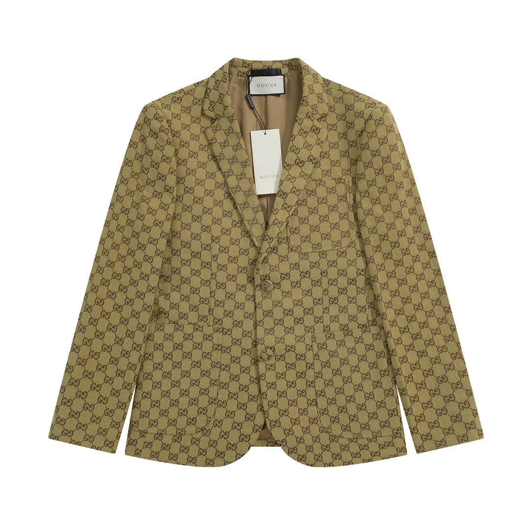 Gucci Olive Double-G Jacquard Suit