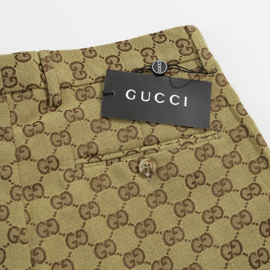 Gucci Olive Double-G Jacquard Suit