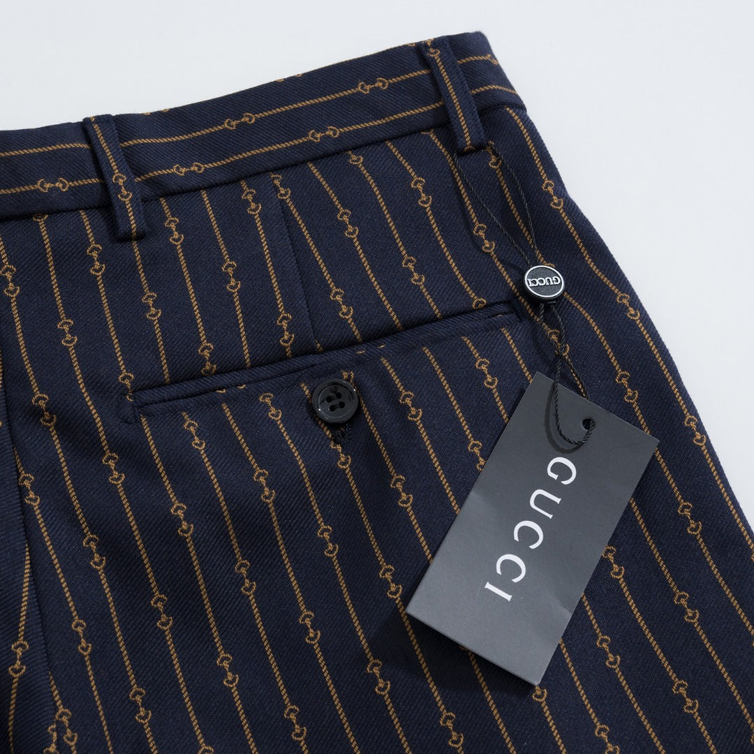 Gucci Navy Horsebit Striped Suit