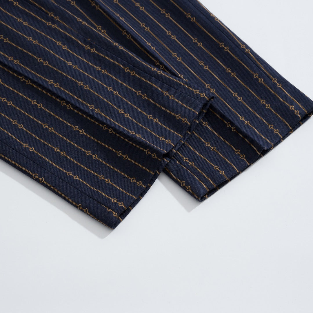 Gucci Navy Horsebit Striped Suit