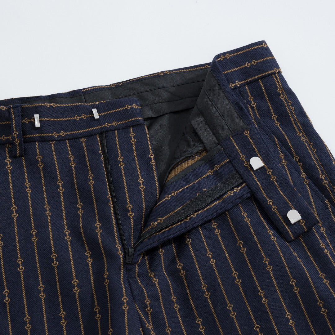 Gucci Navy Horsebit Striped Suit