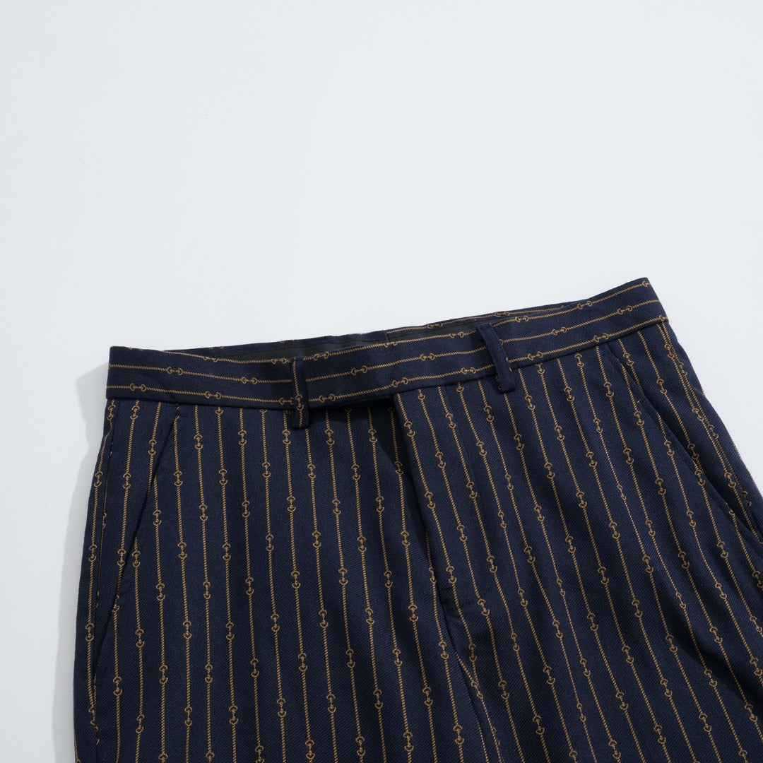 Gucci Navy Horsebit Striped Suit