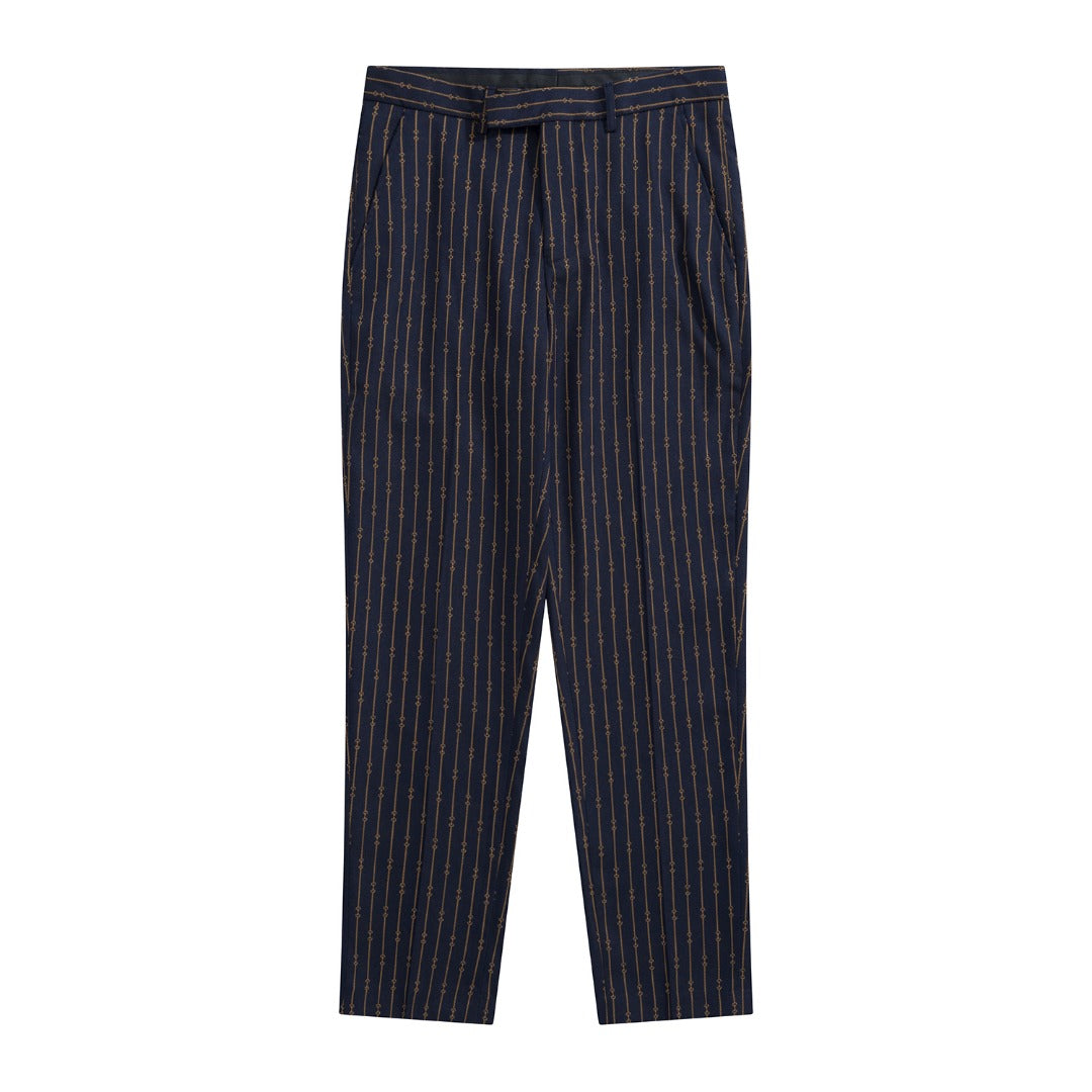 Gucci Navy Horsebit Striped Suit