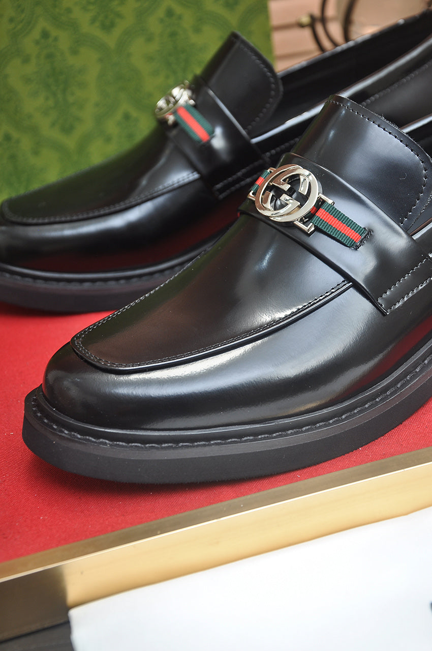 Gucci Interlocking G Black Leather Loafer