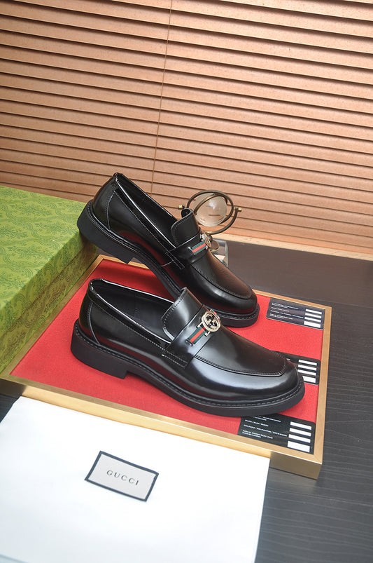 Gucci Interlocking G Black Leather Loafer
