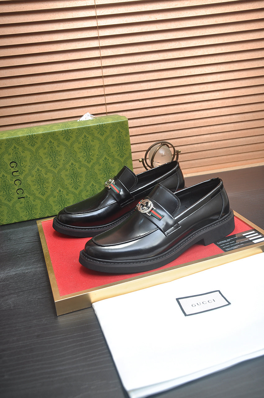 Gucci Interlocking G Black Leather Loafer