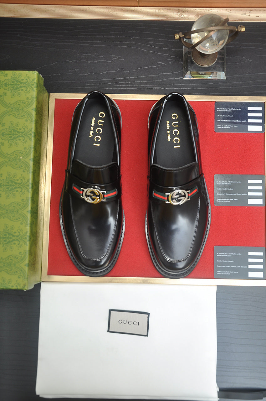 Gucci Interlocking G Black Leather Loafer