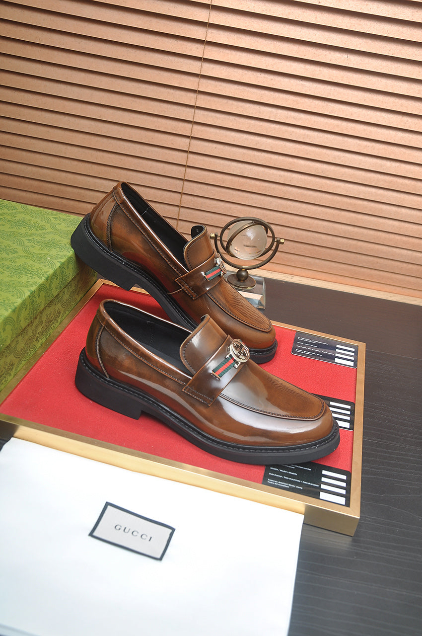 Gucci Interlocking G Brown Leather Loafer
