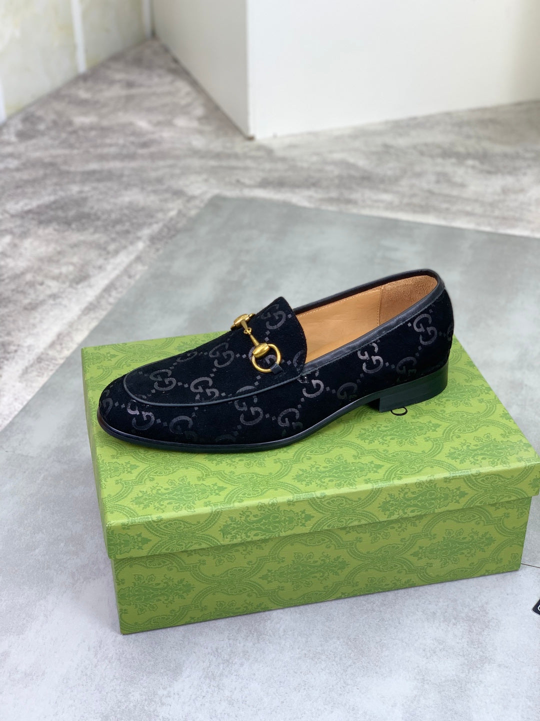 Gucci Jordaan GG Velvet Black Loafers