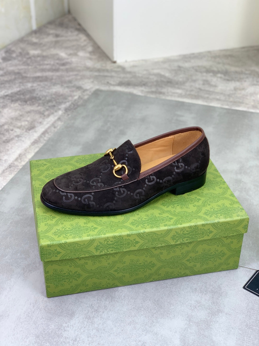Gucci Jordaan GG Velvet Dark Brown Loafers