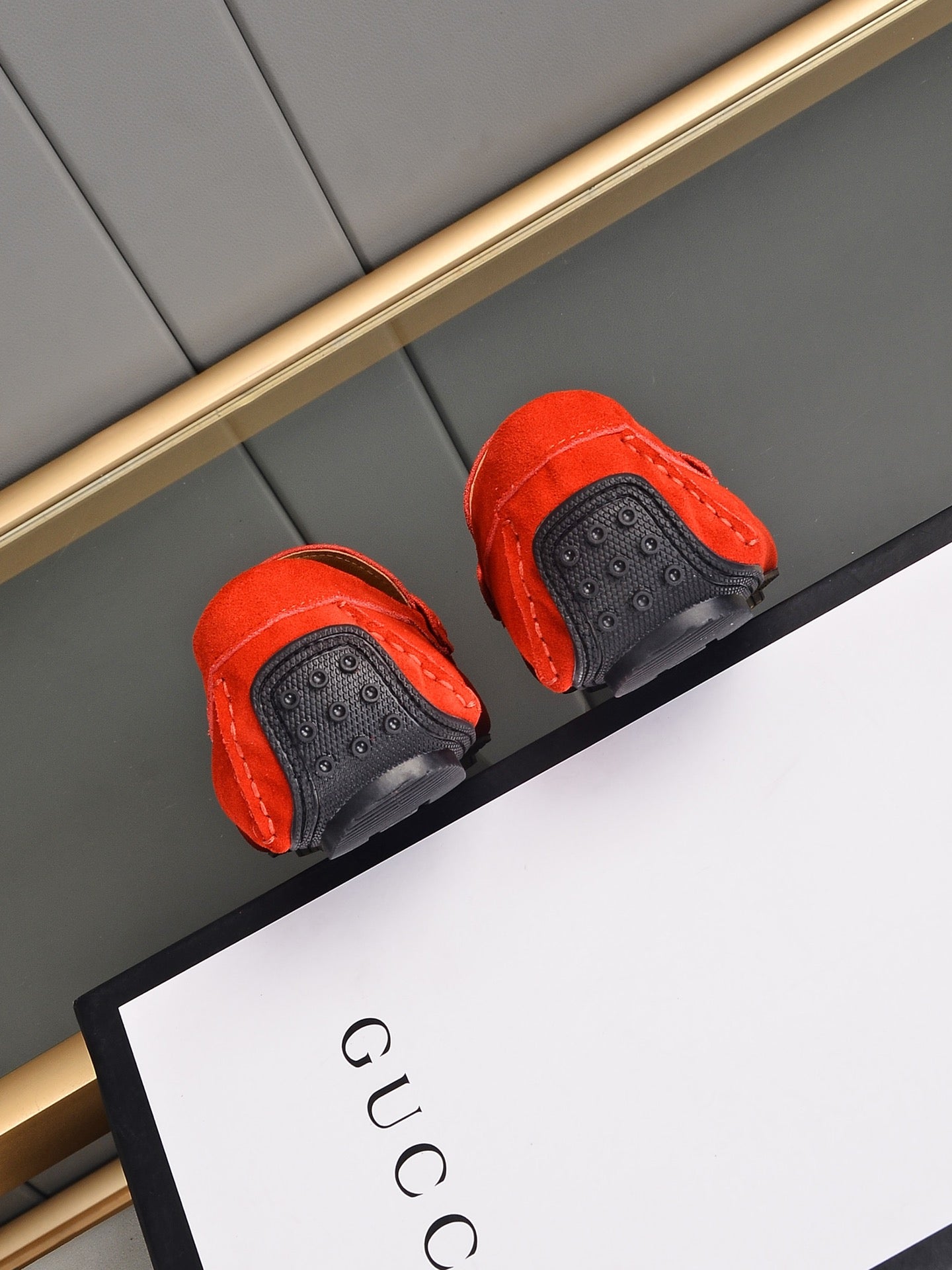Gucci Red Suede Horsebit Driving Loafer