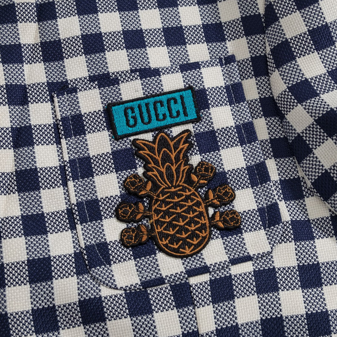 Gucci Pineapple Series Navy Checkered Suit