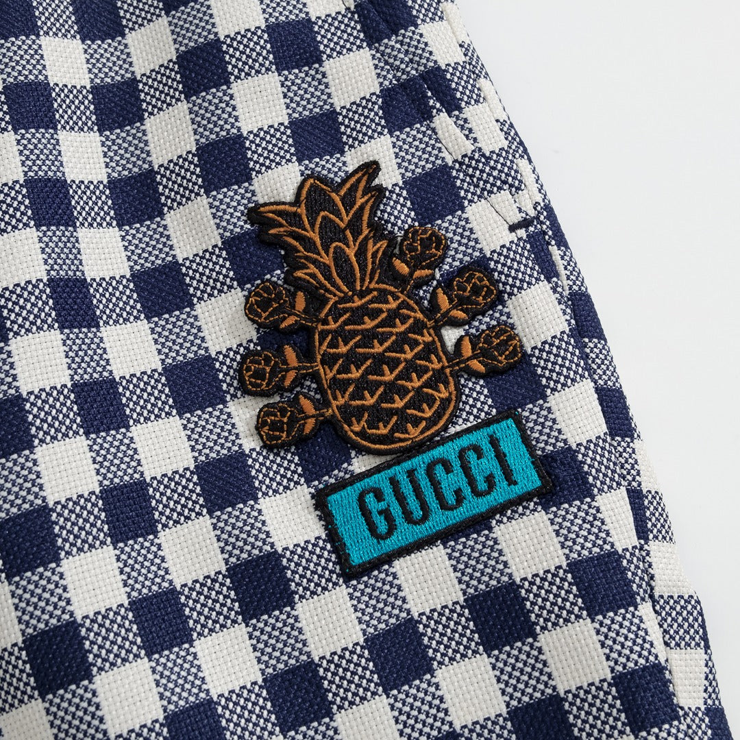 Gucci Pineapple Series Navy Checkered Suit