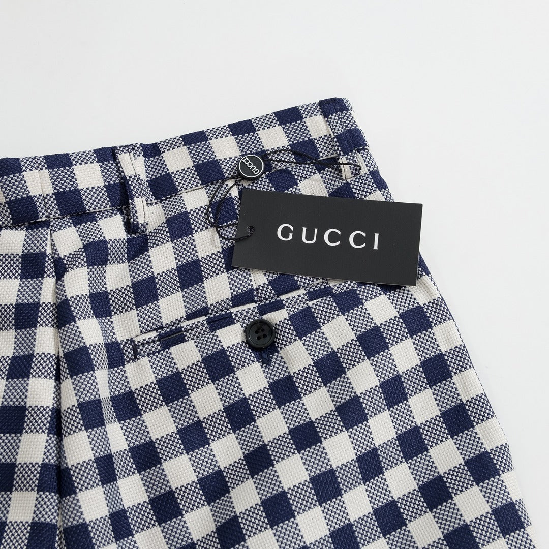 Gucci Pineapple Series Navy Checkered Suit