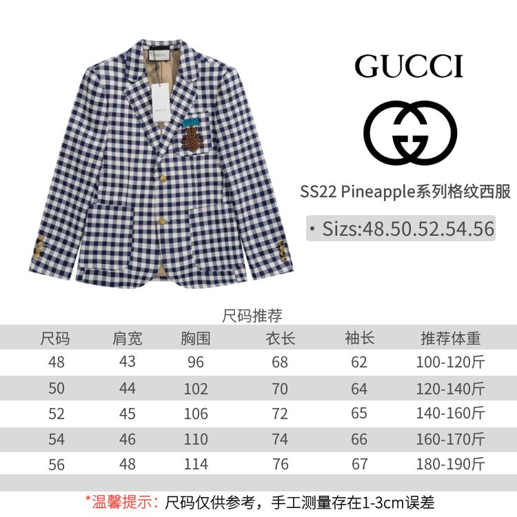 Gucci Pineapple Series Navy Checkered Suit