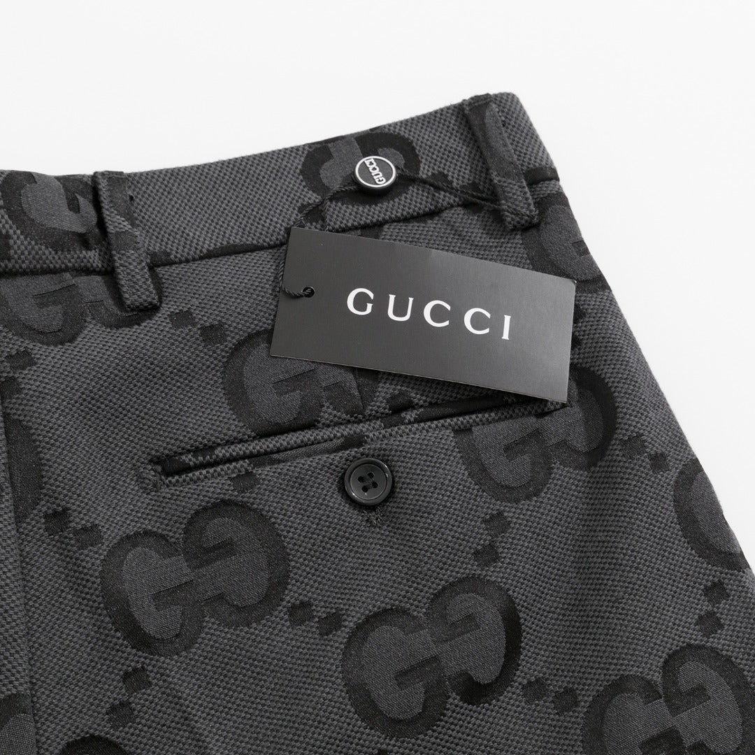 Gucci Charcoal Super Double G Pattern Jacquard Suit