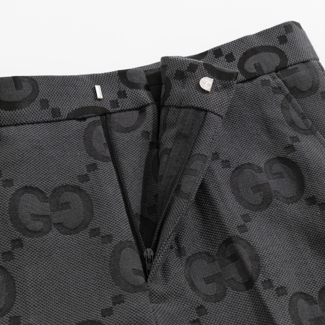 Gucci Charcoal Super Double G Pattern Jacquard Suit