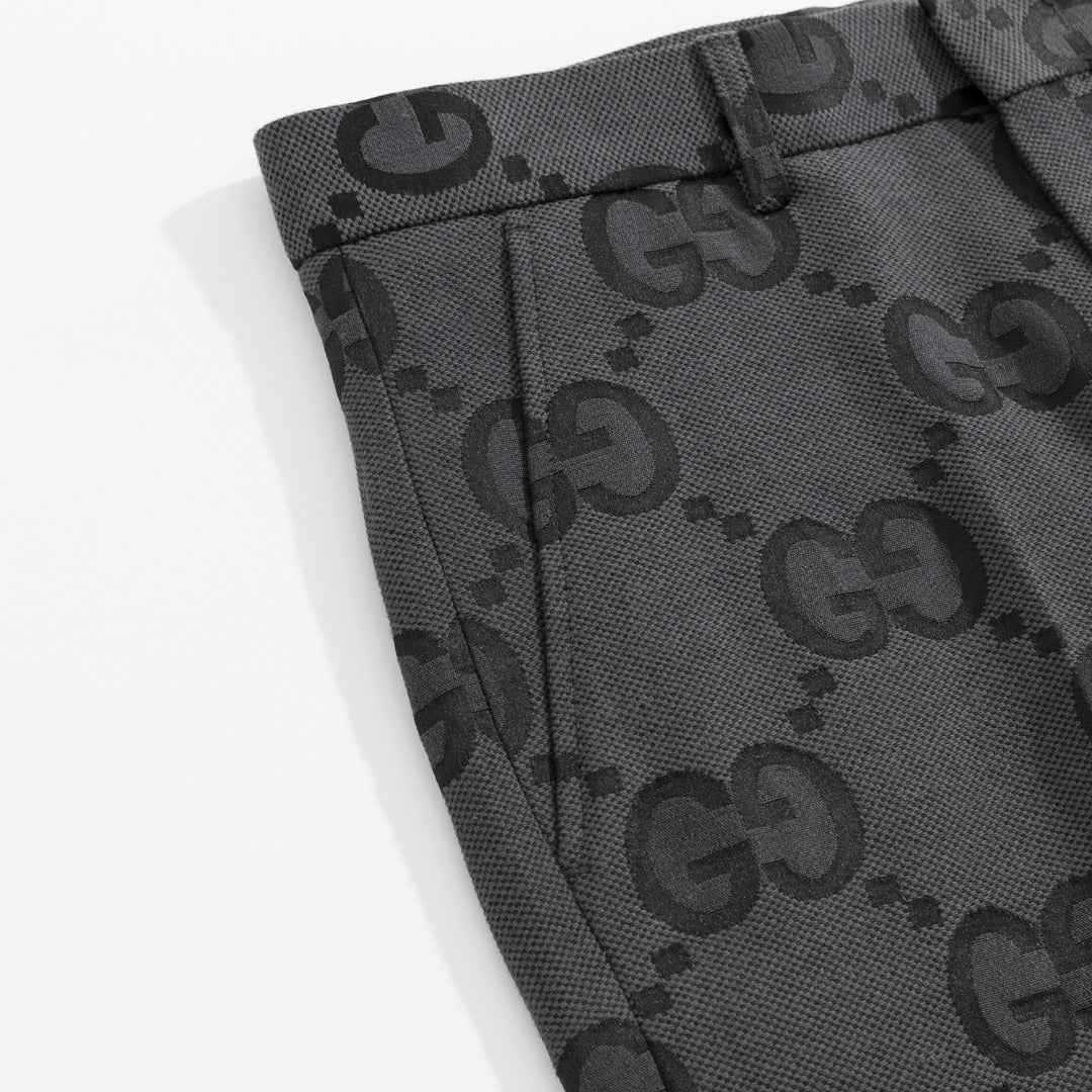 Gucci Charcoal Super Double G Pattern Jacquard Suit