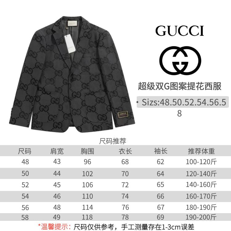 Gucci Charcoal Super Double G Pattern Jacquard Suit