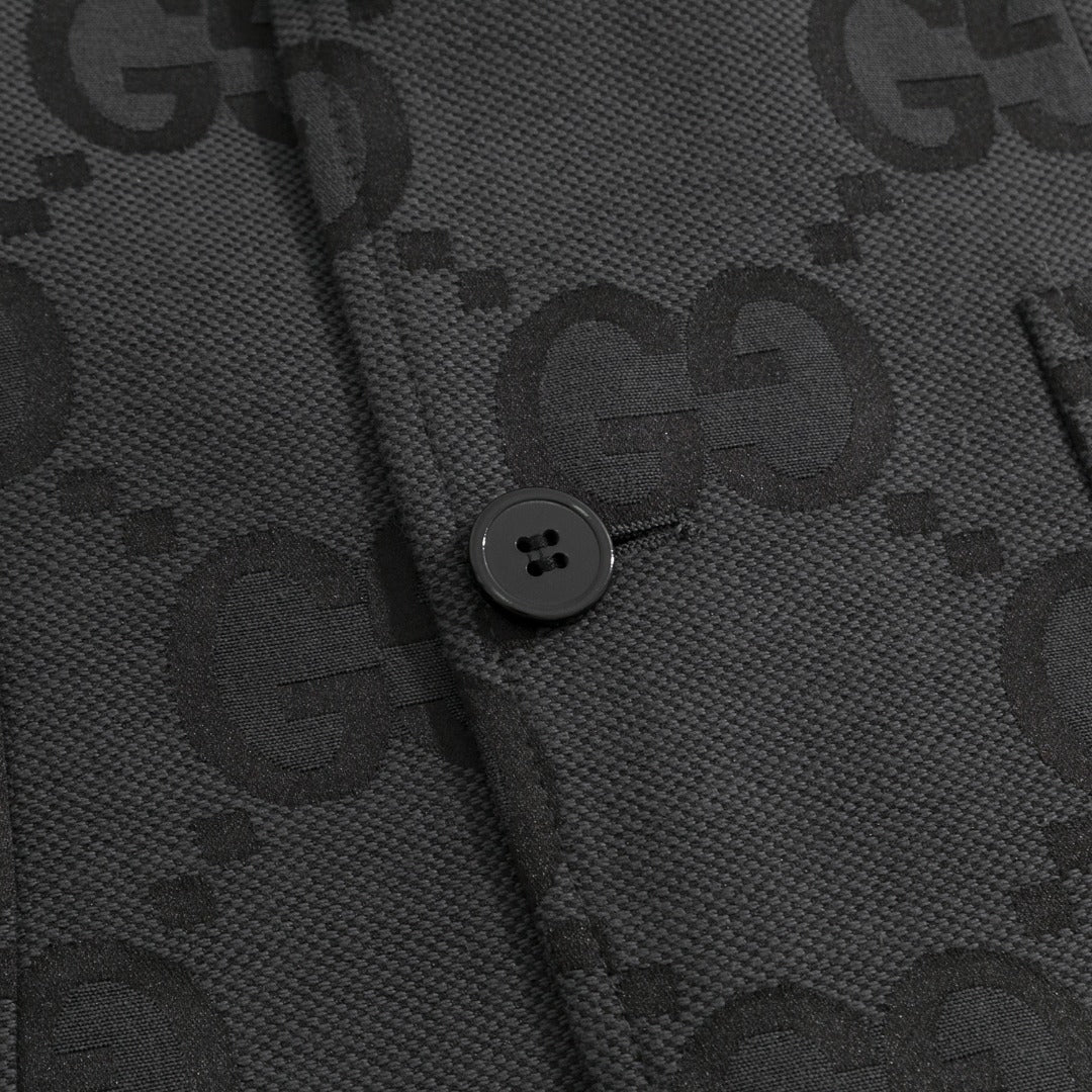 Gucci Charcoal Super Double G Pattern Jacquard Suit