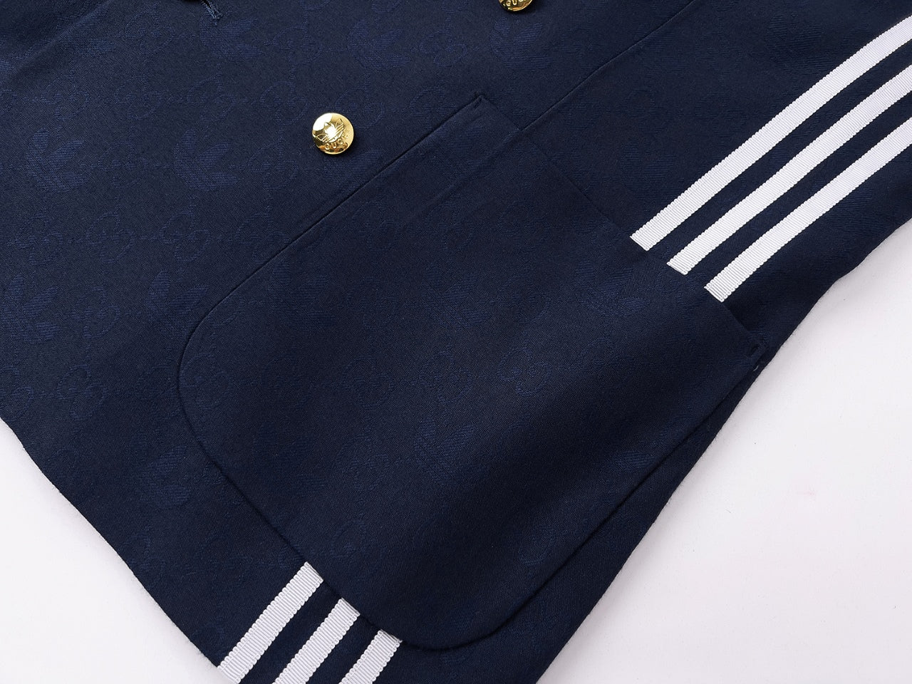 Gucci x Adidas Navy Jacquard Suit With White Side Stripes