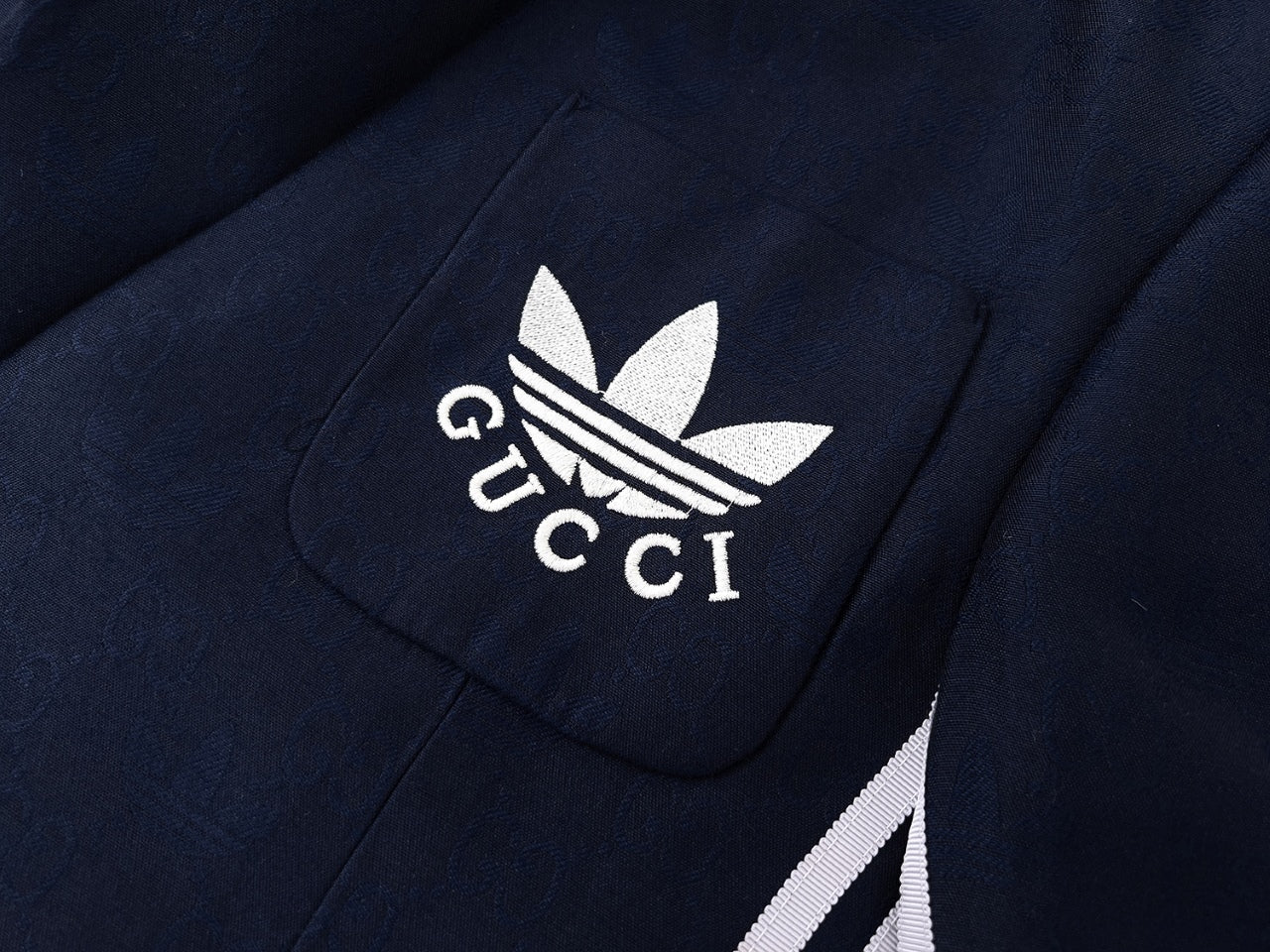 Gucci x Adidas Navy Jacquard Suit With White Side Stripes