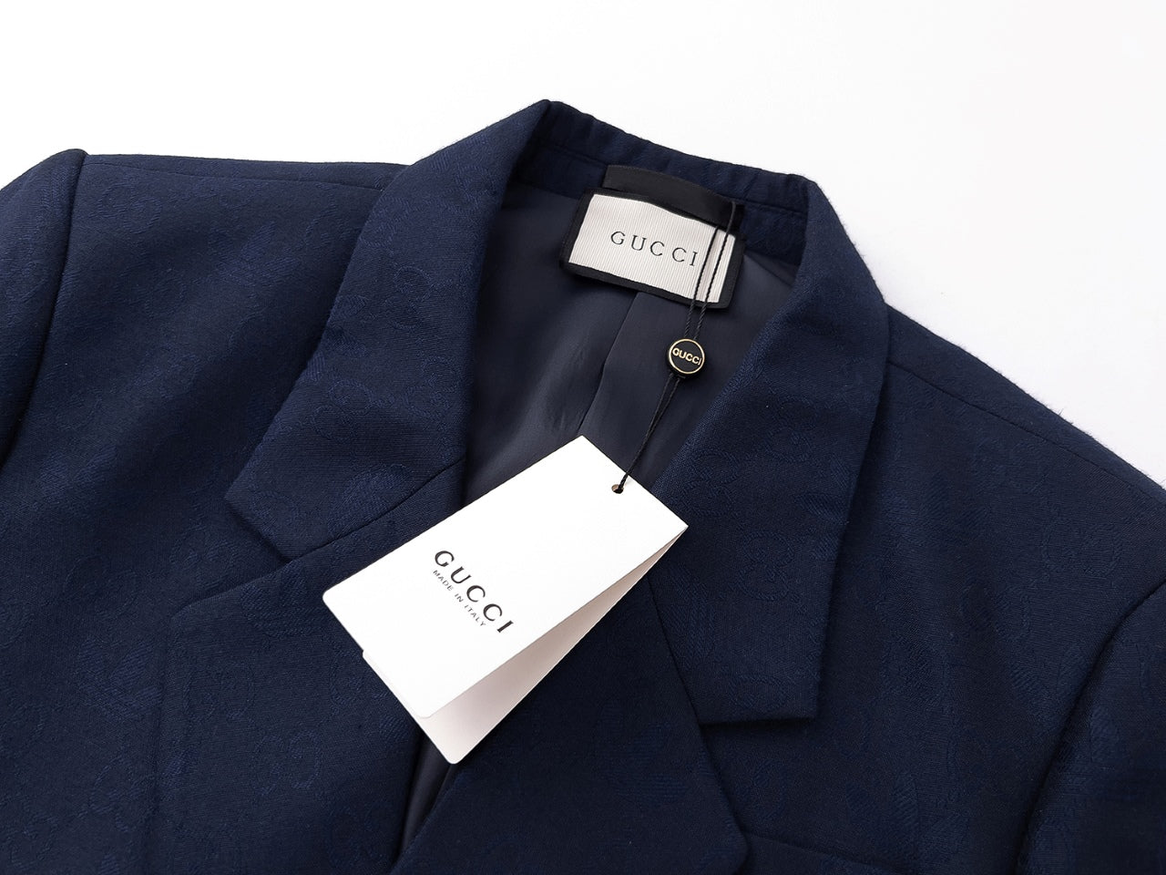 Gucci x Adidas Navy Jacquard Suit With White Side Stripes