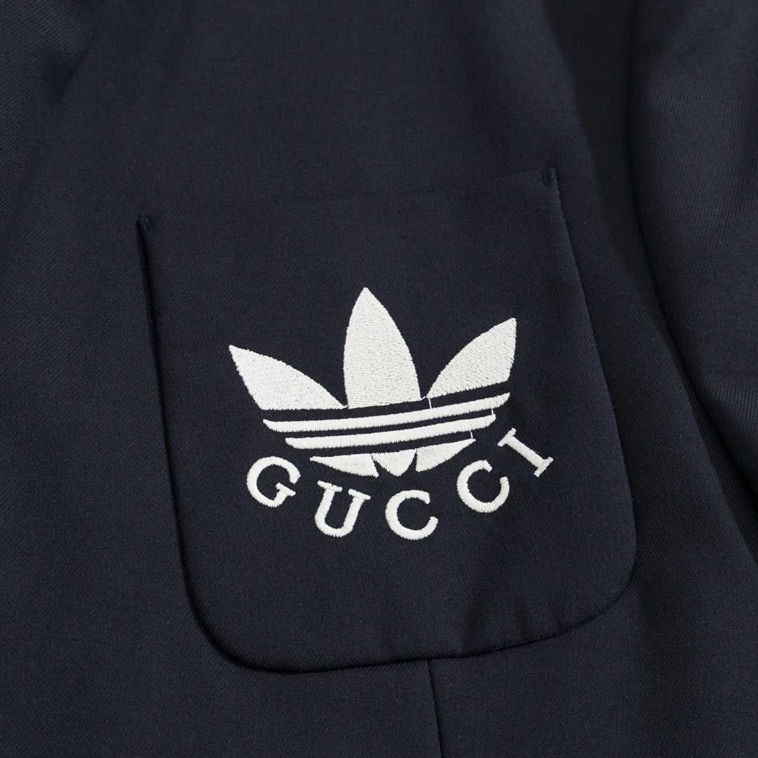 Gucci x Adidas Navy Trefoil Logo Suit