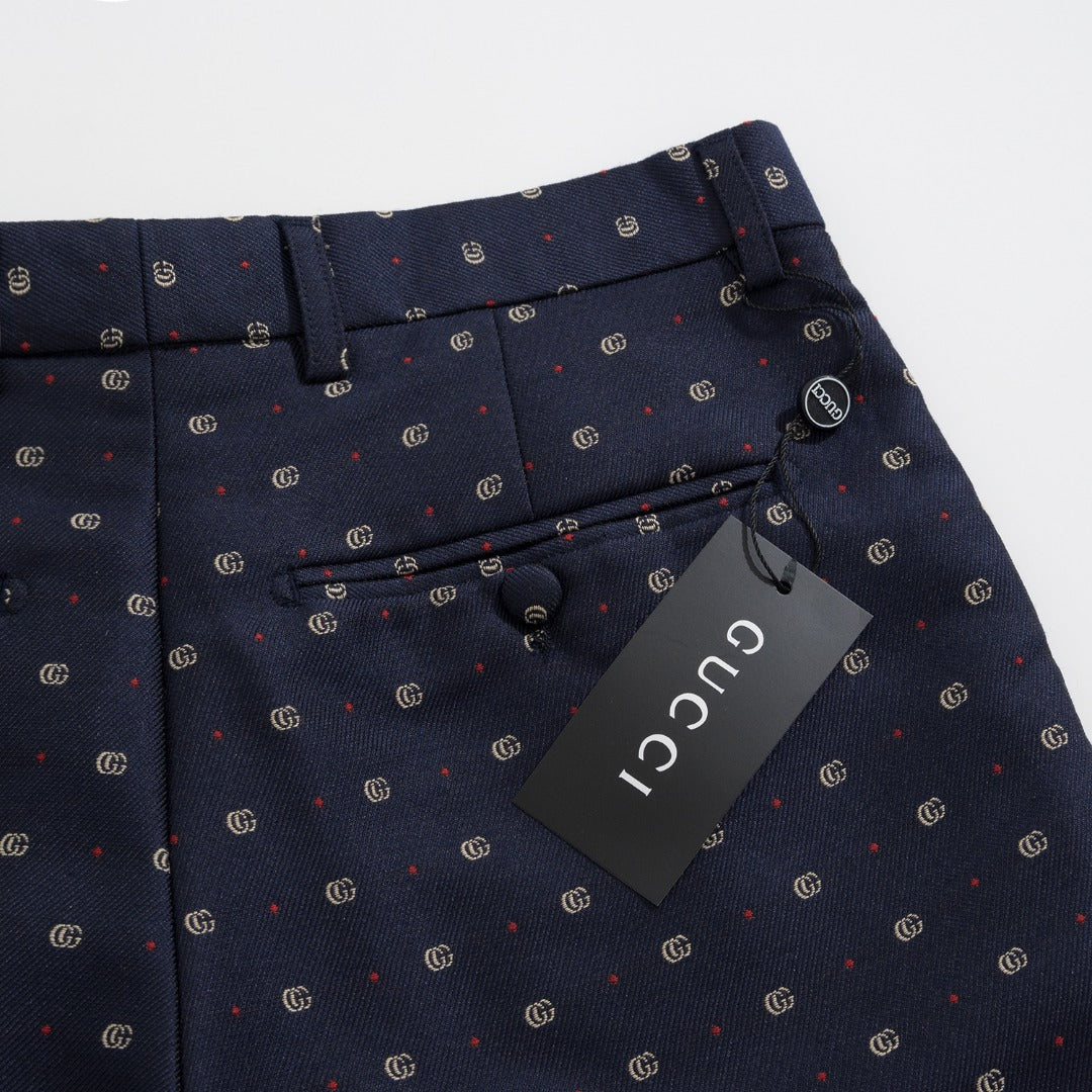 Gucci Navy Jacquard Double G Dotted Navy Suit