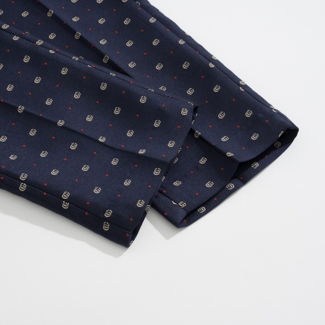 Gucci Navy Jacquard Double G Dotted Navy Suit