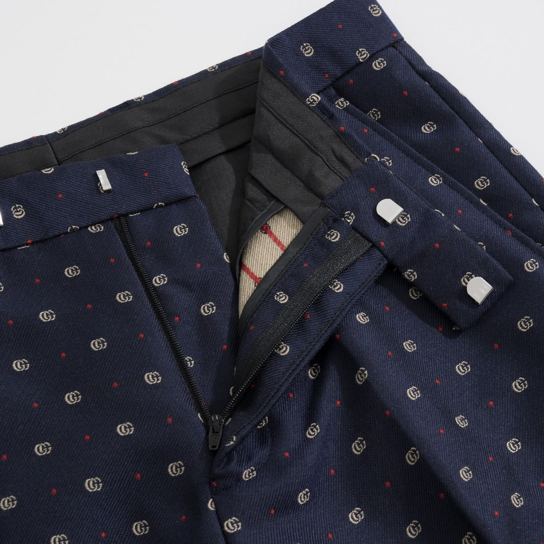 Gucci Navy Jacquard Double G Dotted Navy Suit