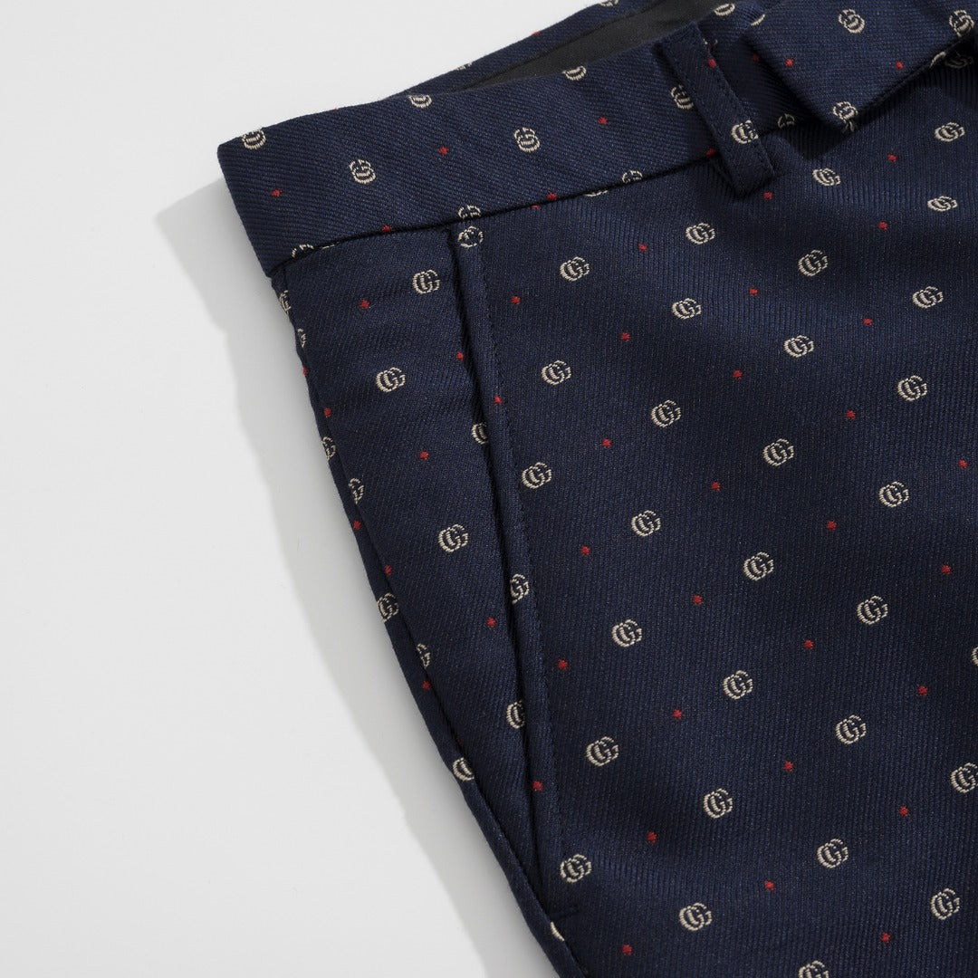 Gucci Navy Jacquard Double G Dotted Navy Suit