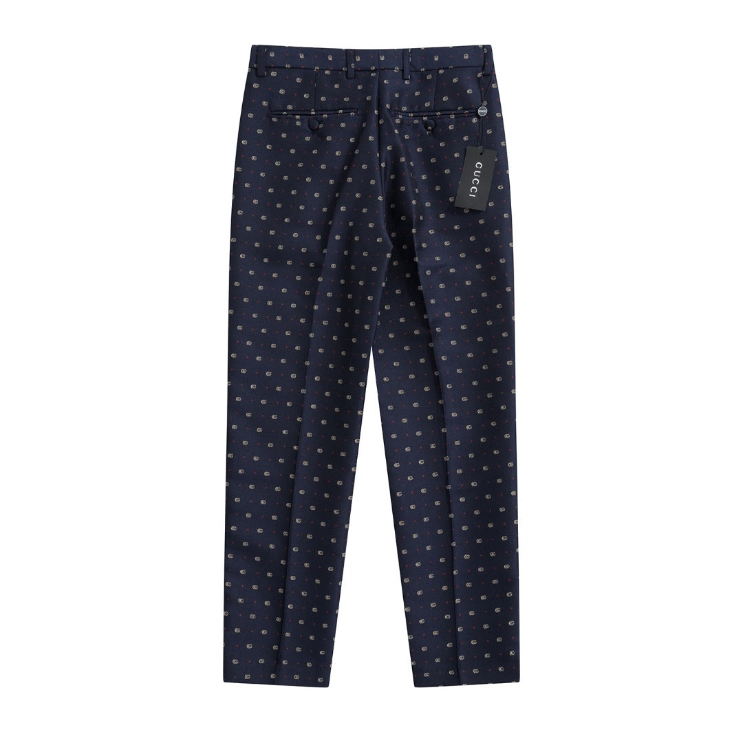 Gucci Navy Jacquard Double G Dotted Navy Suit