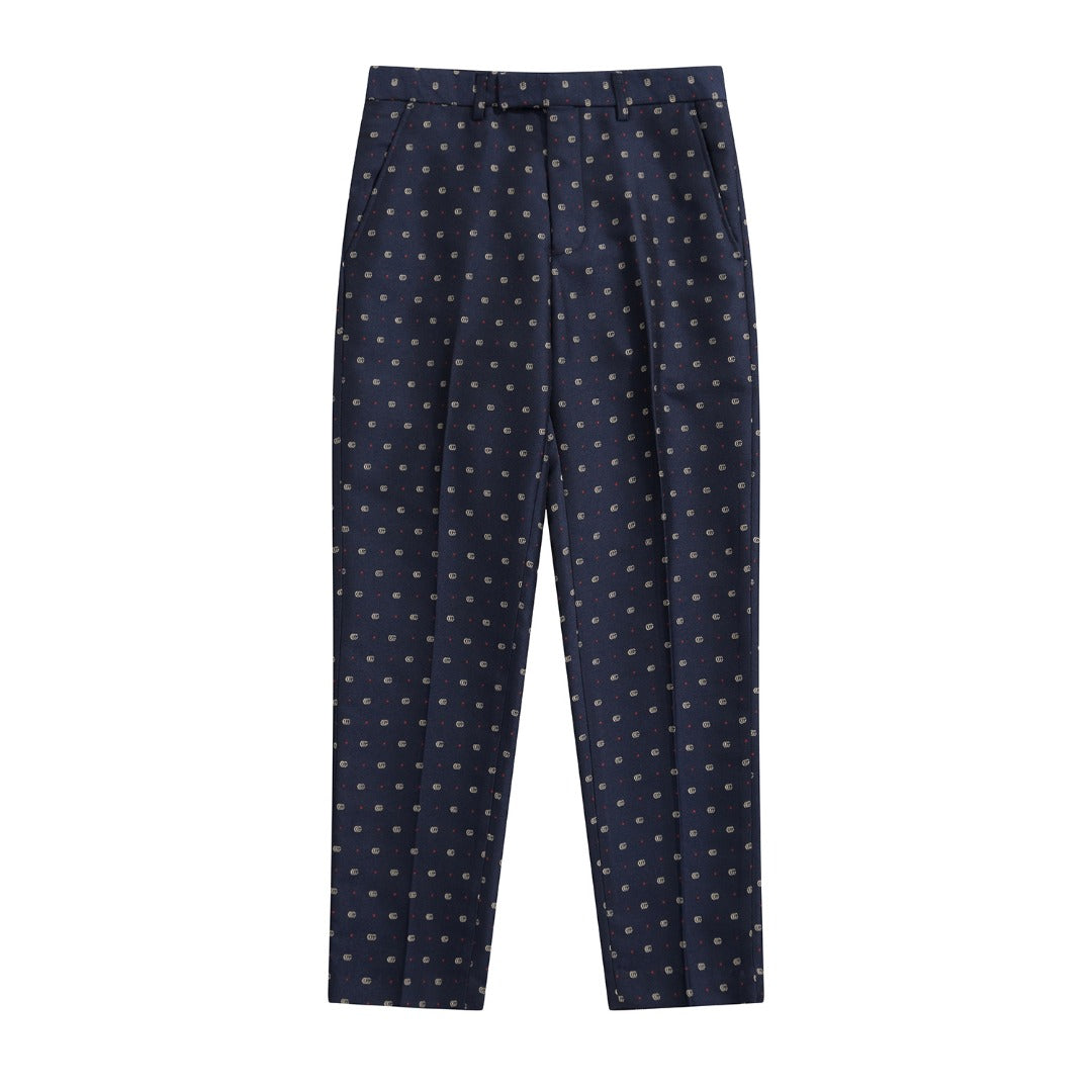 Gucci Navy Jacquard Double G Dotted Navy Suit