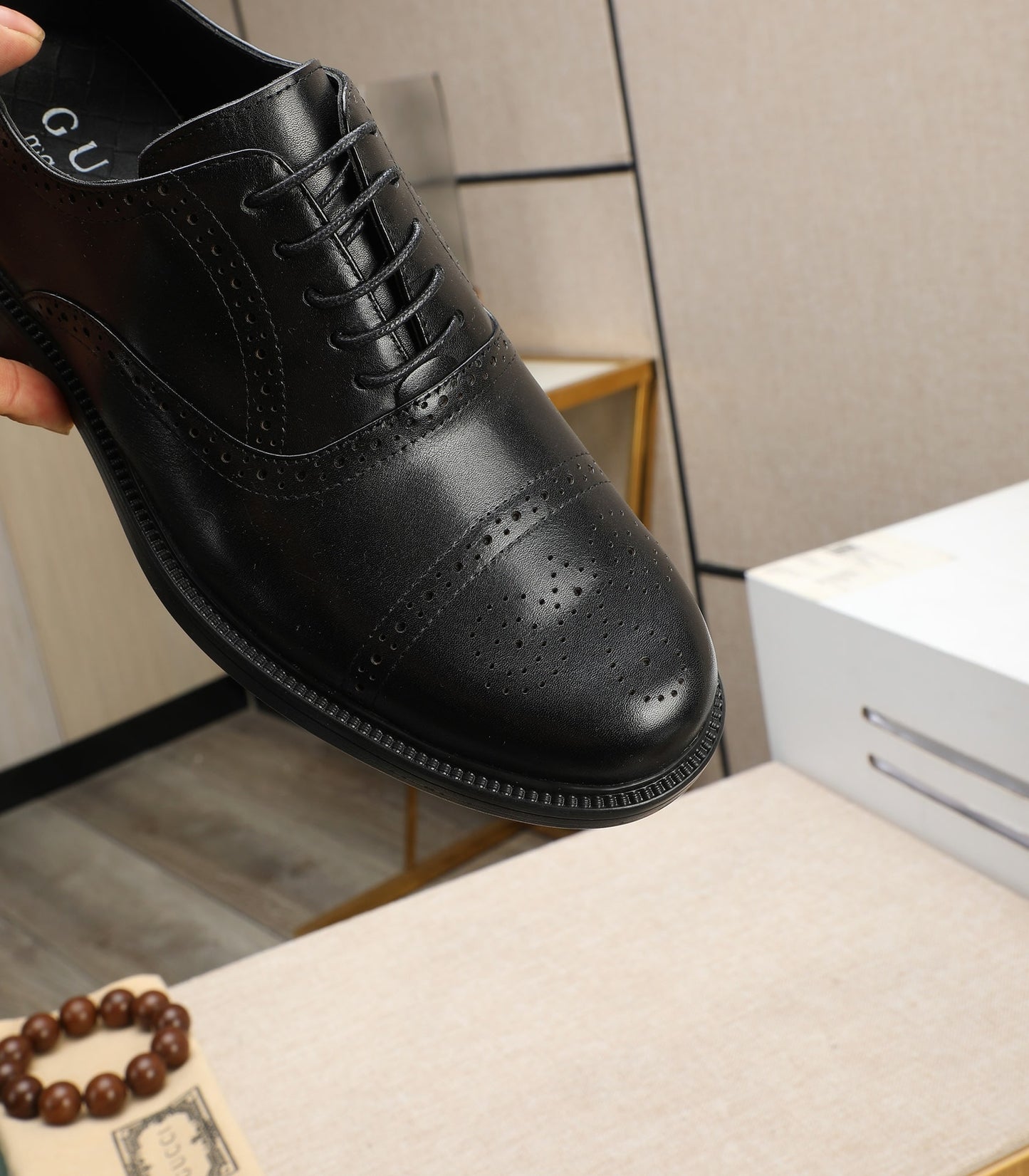 Gucci-Inspired Black Brogue Oxford Shoes