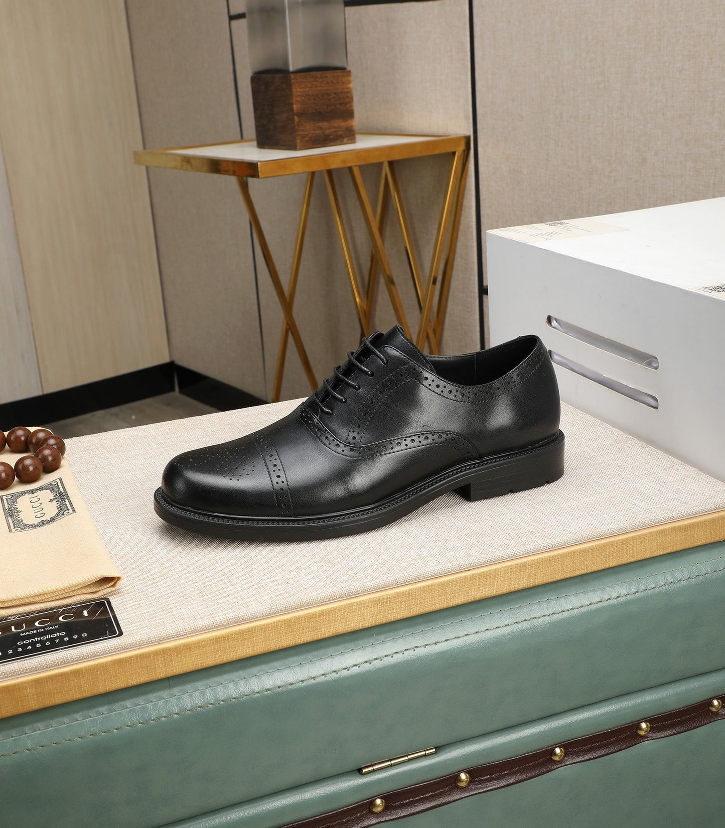 Gucci-Inspired Black Brogue Oxford Shoes