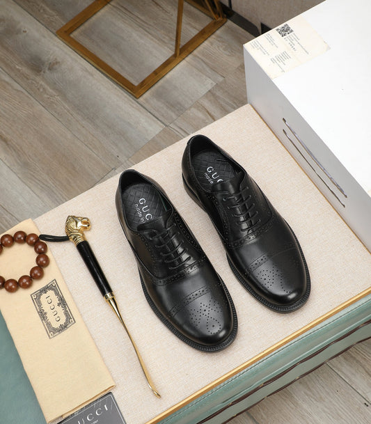 Gucci-Inspired Black Brogue Oxford Shoes