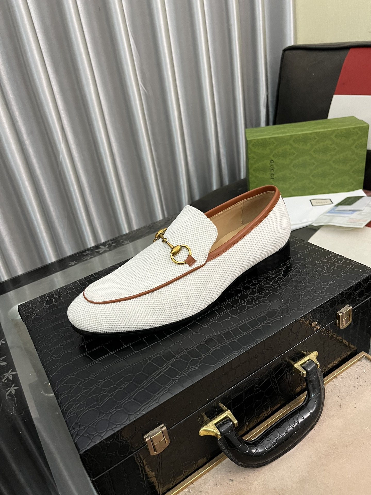 Gucci-Inspired Jordaan White Horsebit Loafer