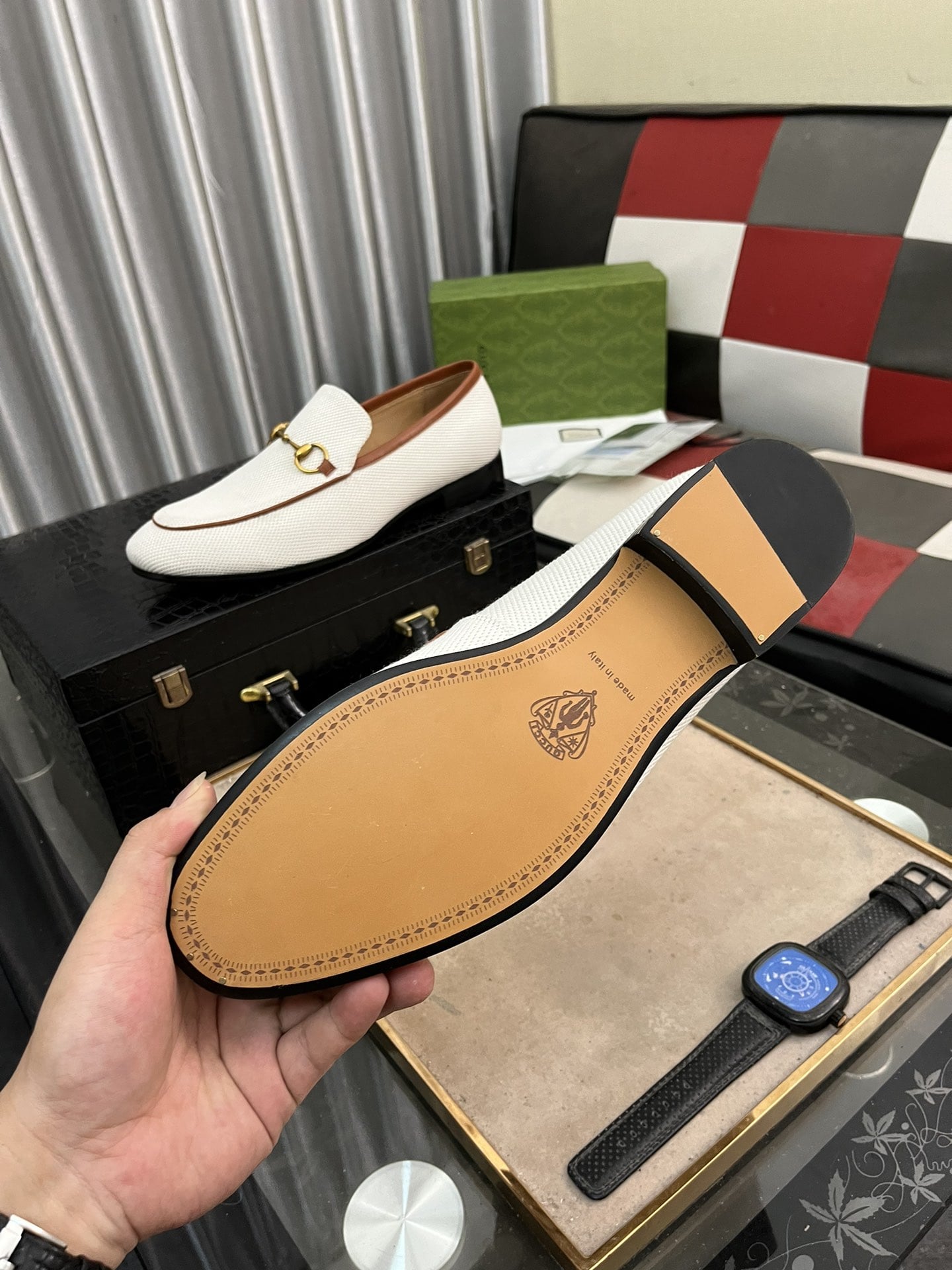 Gucci-Inspired Jordaan White Horsebit Loafer