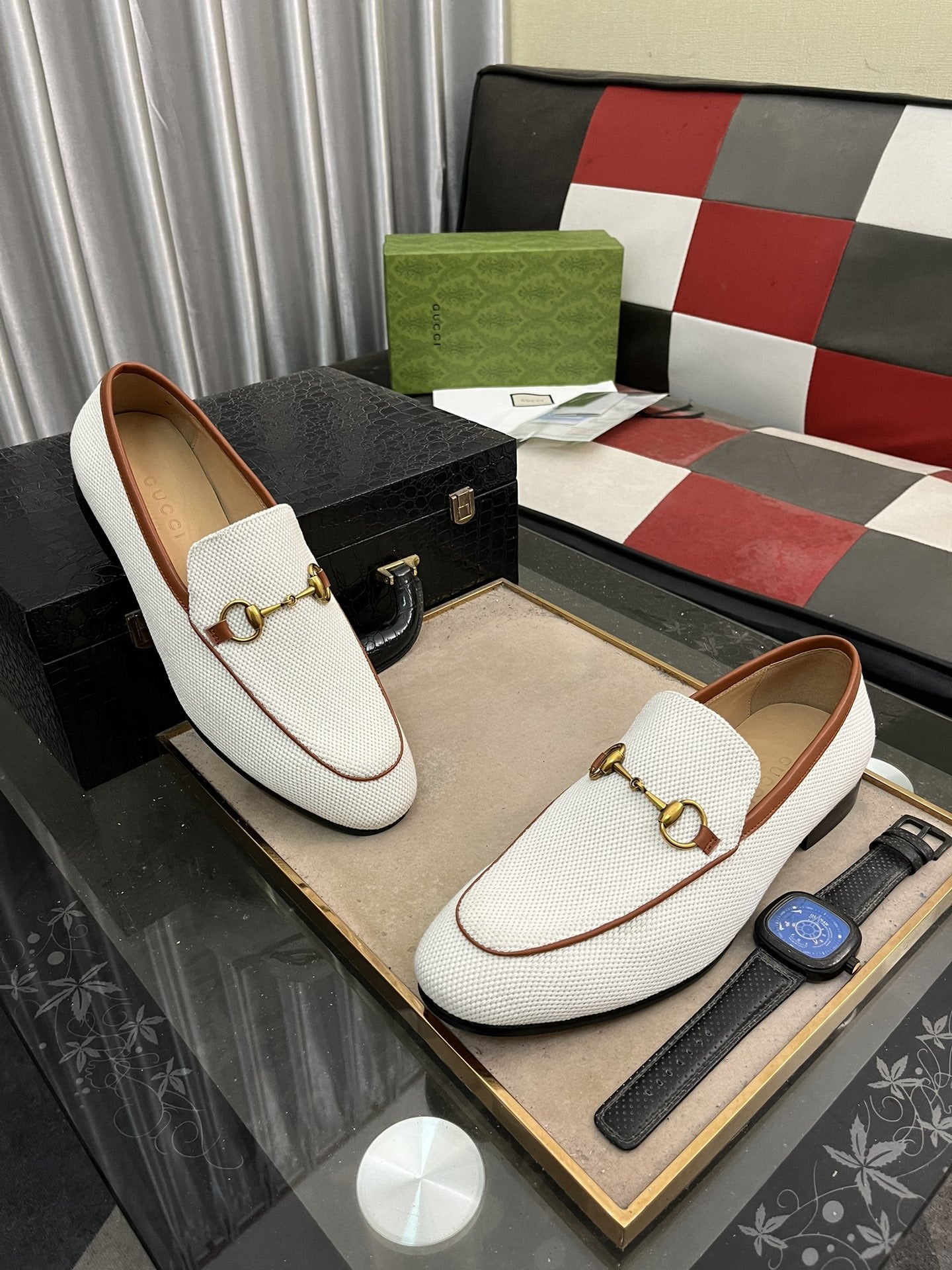 Gucci-Inspired Jordaan White Horsebit Loafer