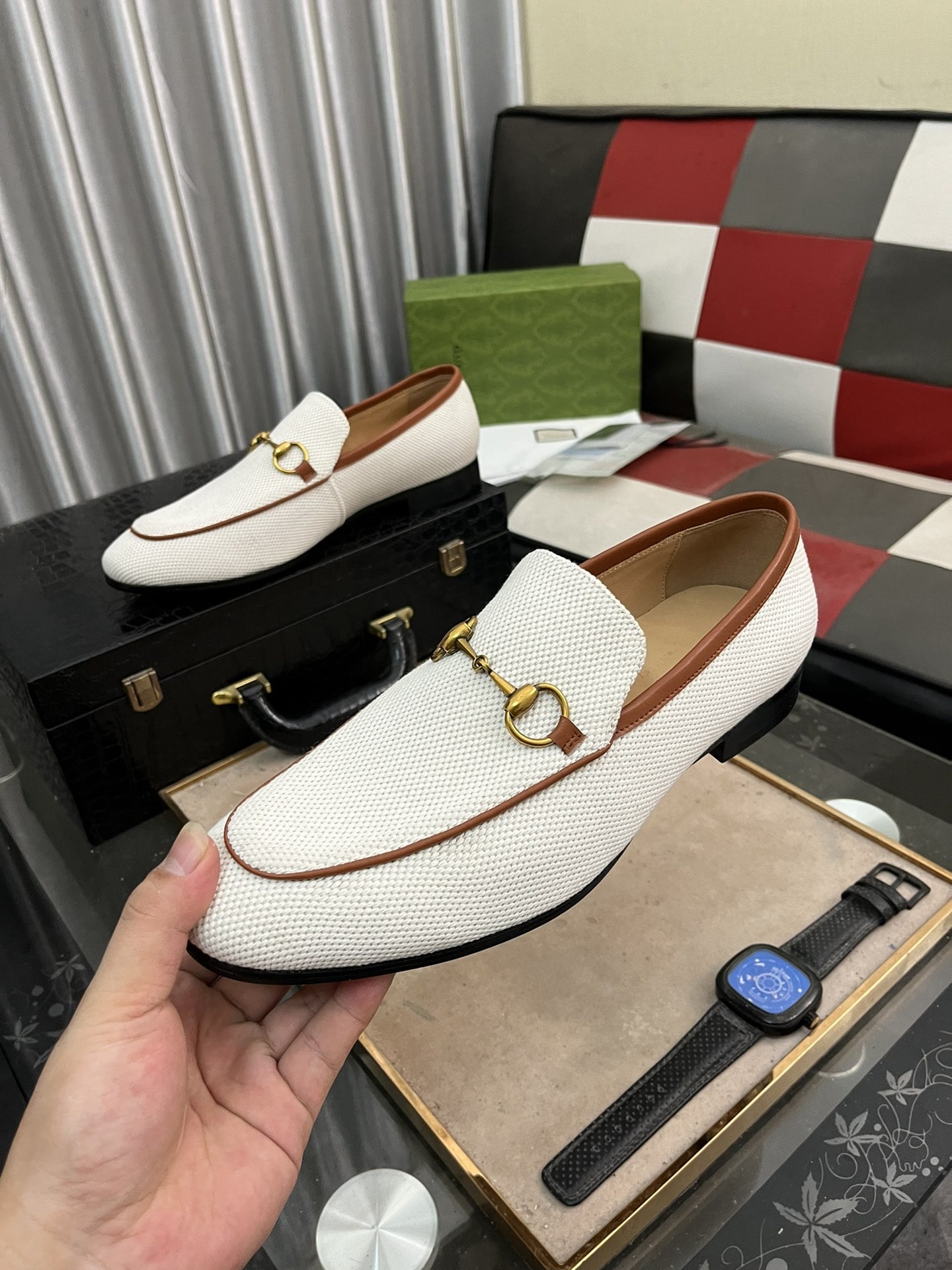 Gucci-Inspired Jordaan White Horsebit Loafer