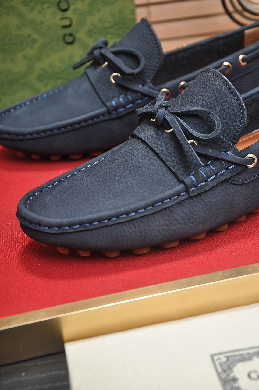 Gucci Navy Blue Driving Loafers