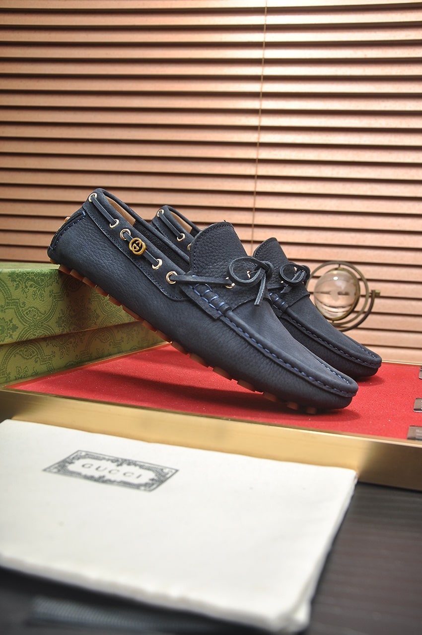 Gucci Navy Blue Driving Loafers