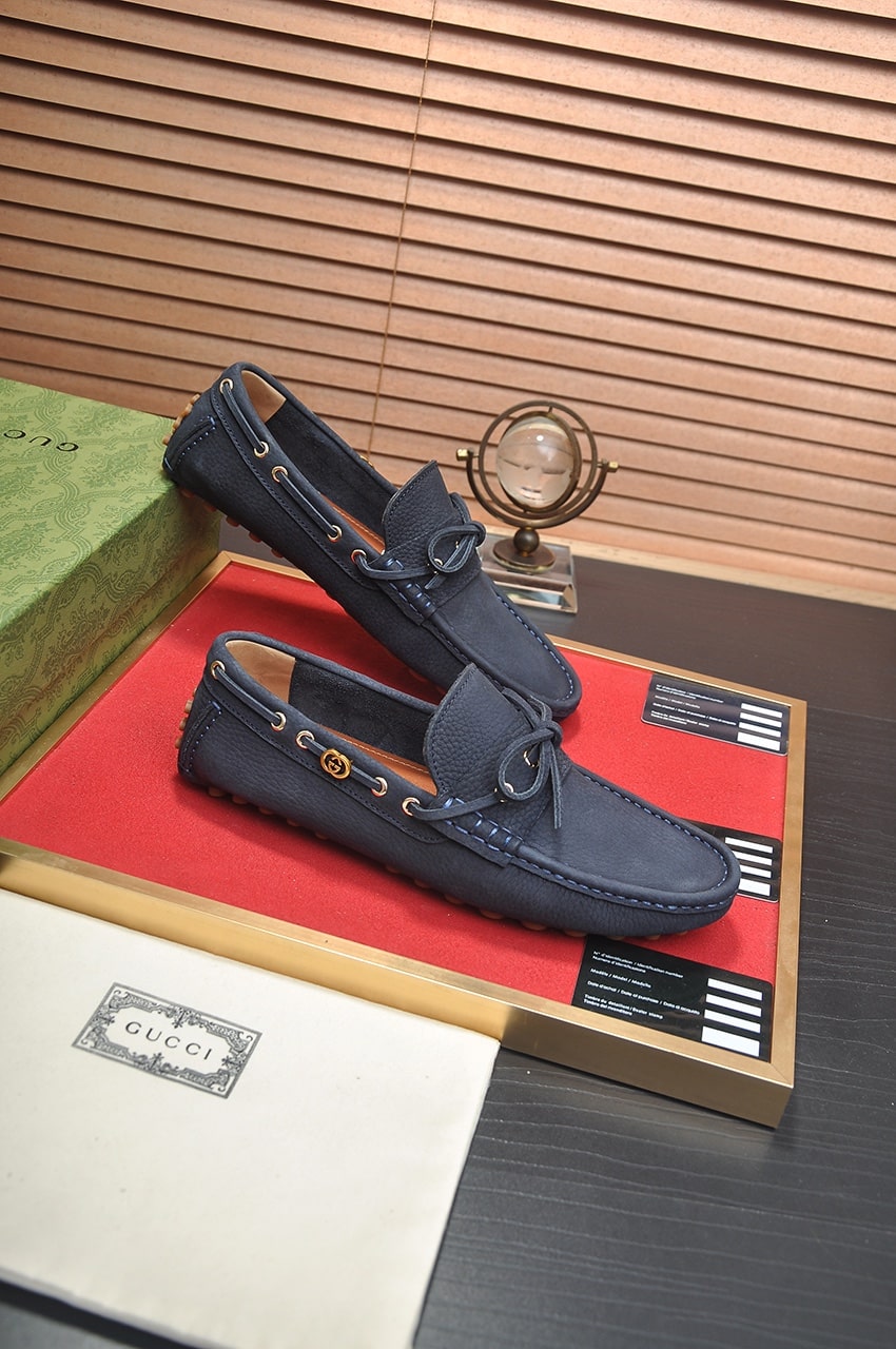 Gucci Navy Blue Driving Loafers