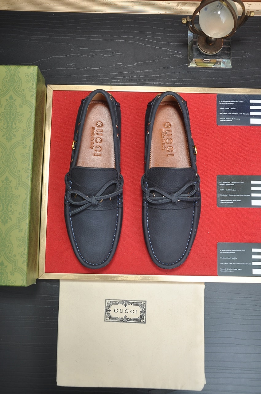 Gucci Navy Blue Driving Loafers