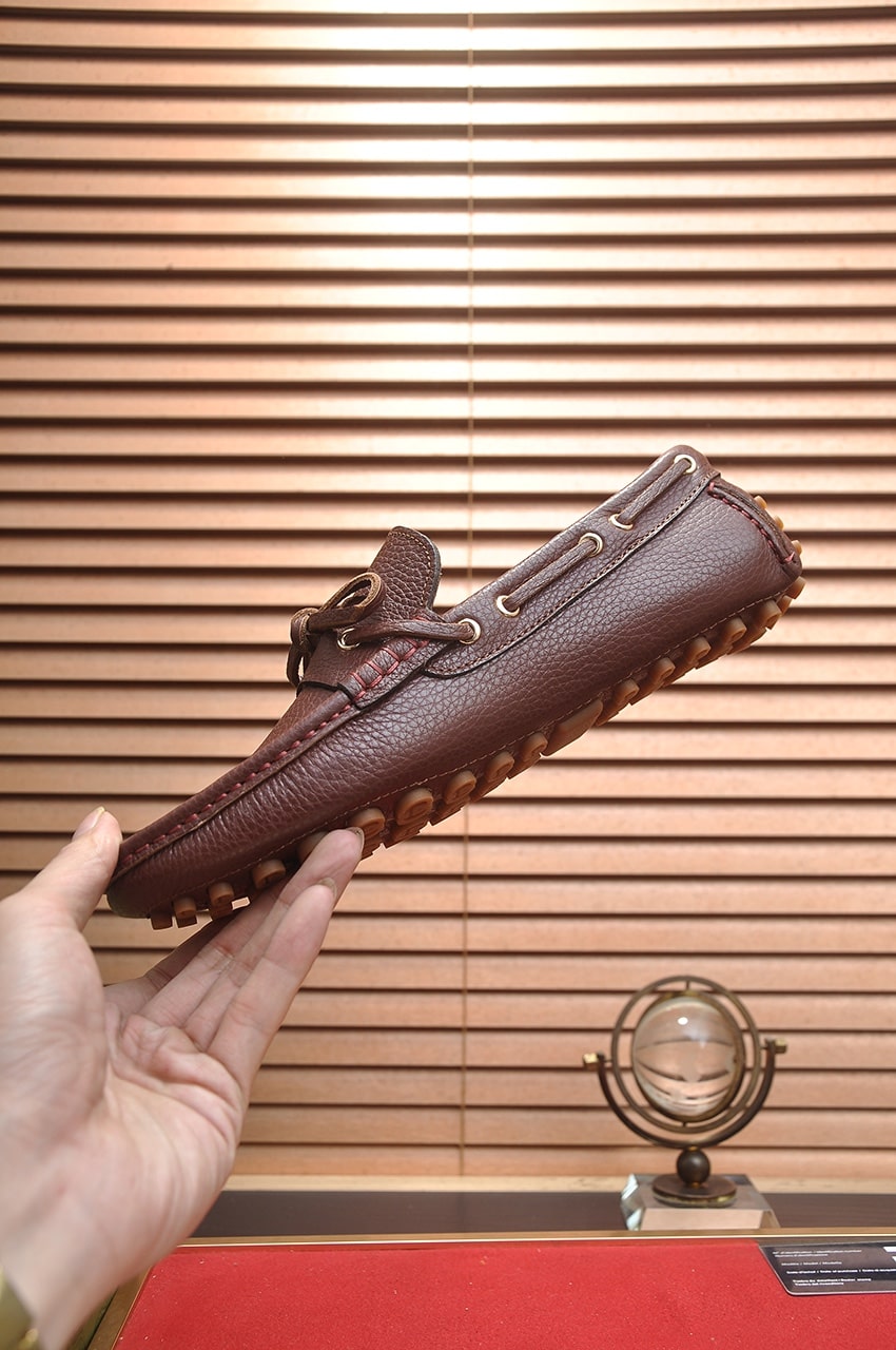 Gucci Brown Leather Driving Loafers